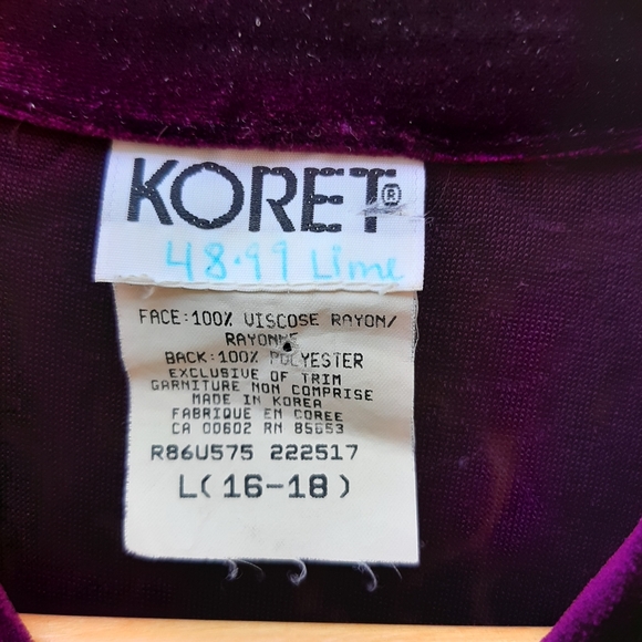 Vintage Koret Maroon Blouse Velvet Velour button down brocade gothic - Picture 3 of 5